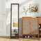 Brown Solid Wood Full Length Floor Mirror with Stand and HD Glass for Bedroom or Living Room